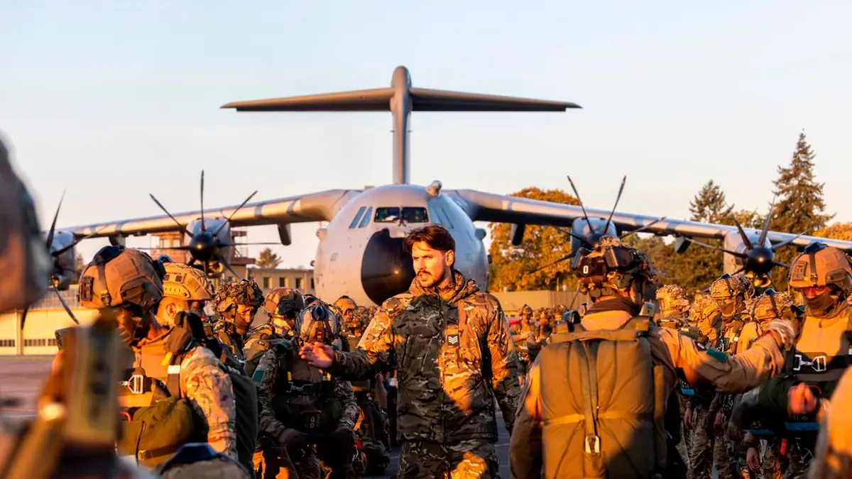 British and French troops join forces to prepare for fight against enemy using drones in NATO exercise